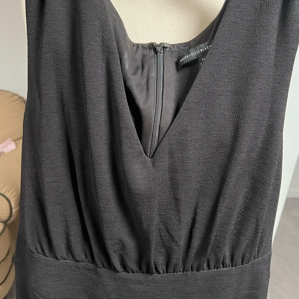 WHBM Classic Black Sleeveless V-Neck Sheath Dress 14
